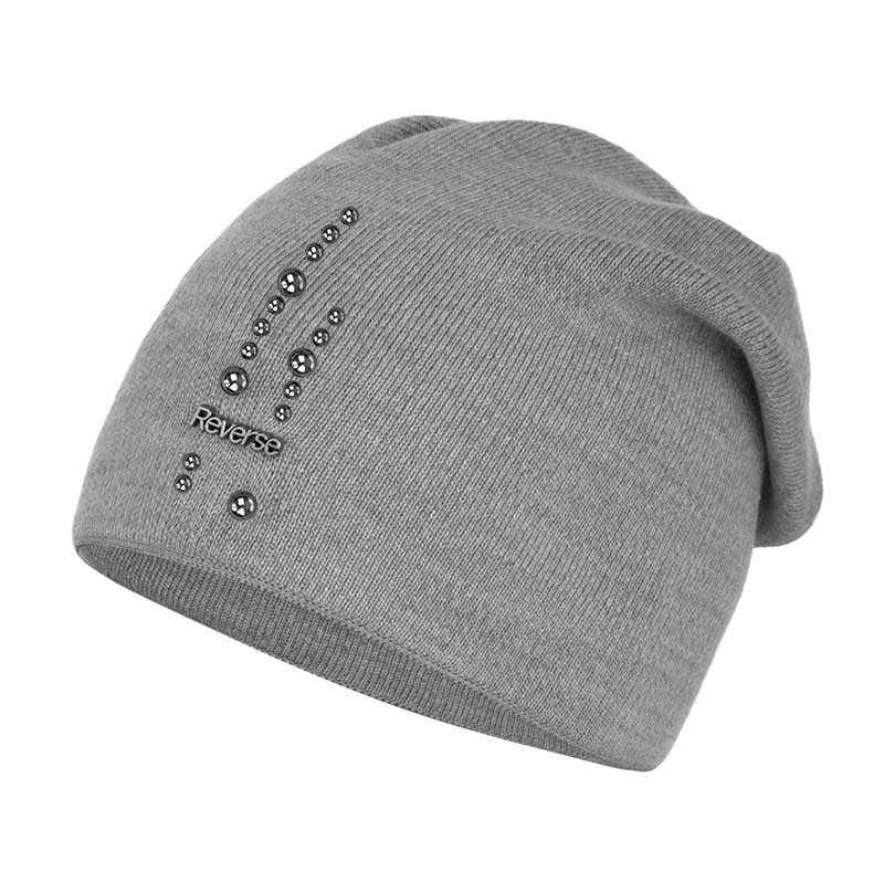 reverse-online.pl - Czapka damska - z grafitowymi perełkami